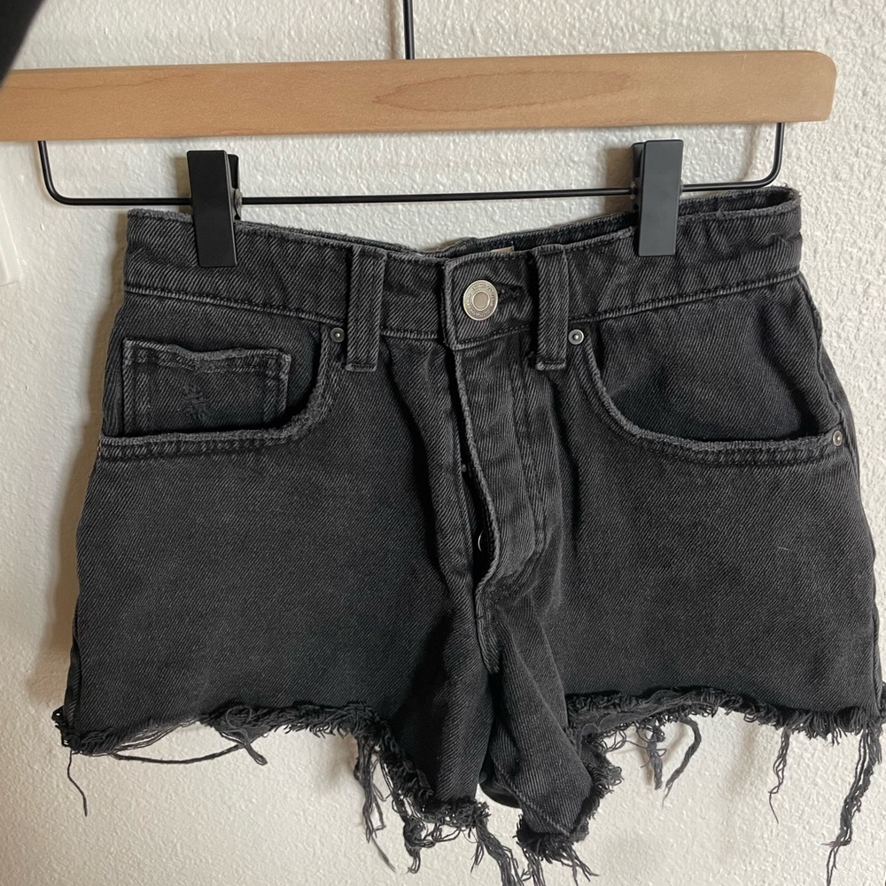 Cotton On Black Jean Shorts Distressed Cut-Off Style